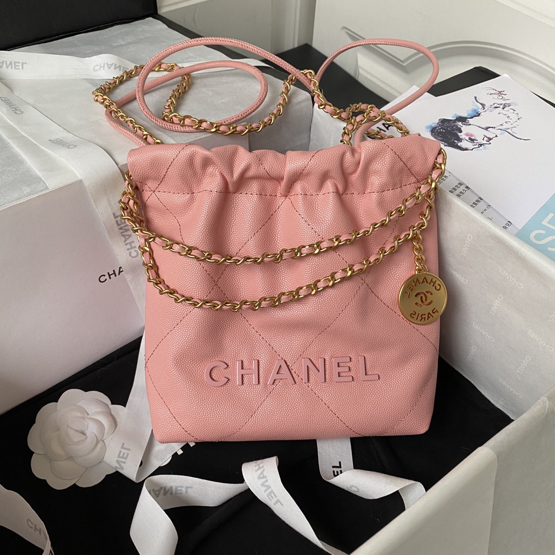 CHANEL 22 MINI HANDBAG GRAINED LEATHER PINK 7.8 * 7.4 * 2.3 in - Image 2