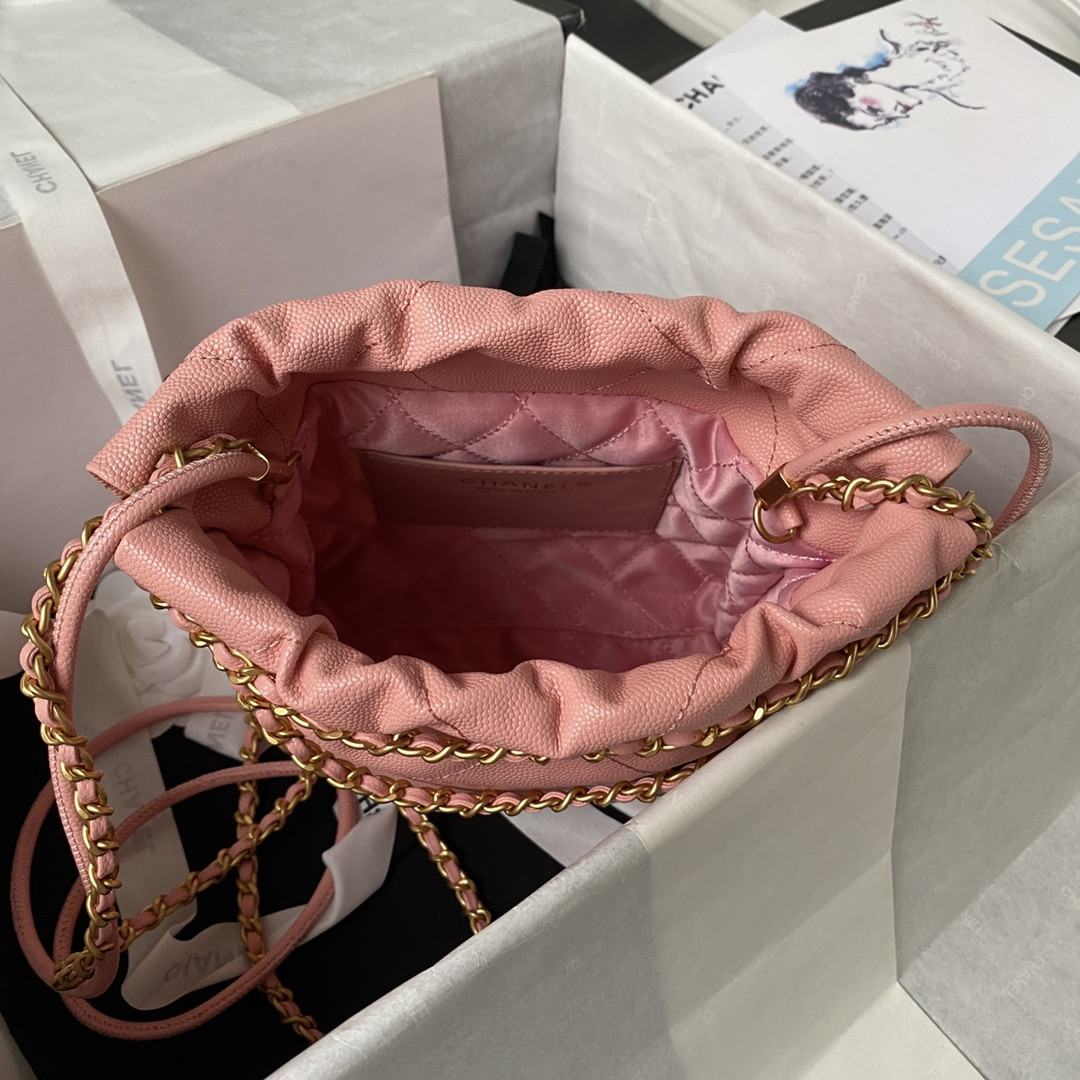 CHANEL 22 MINI HANDBAG GRAINED LEATHER PINK 7.8 * 7.4 * 2.3 in - Image 7
