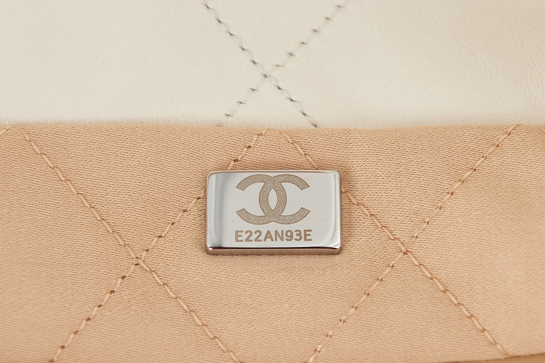 CHANEL 22 HANDBAG Metallic Shaded Calfskin Silver-Tone Metal White 15.21*16.38*3.12 in - Image 10