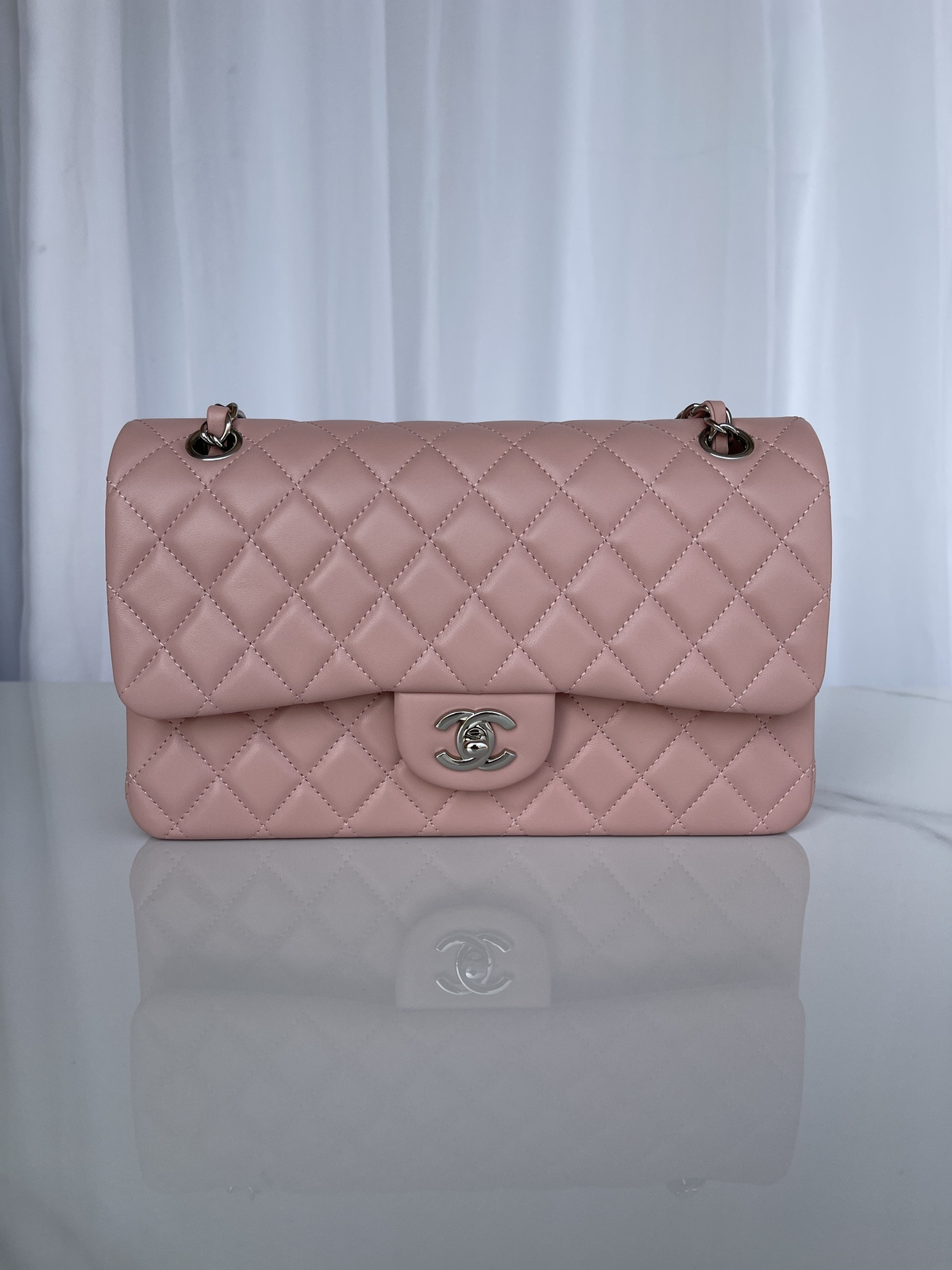 CHANEL CLASSIC FLAP 25CM CF PINK SILVER 6 × 9.9 × 2.5 in - Image 2