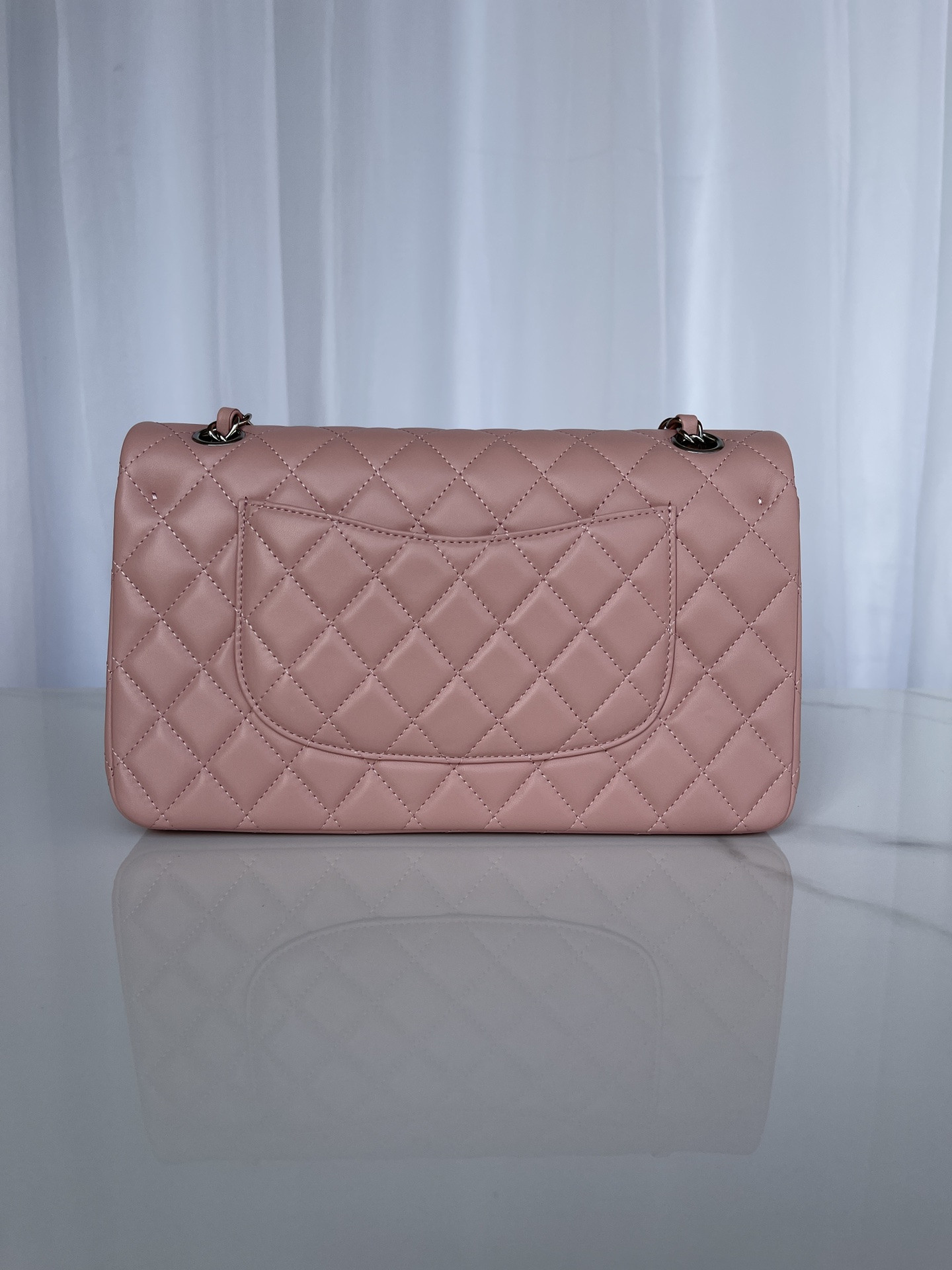 CHANEL CLASSIC FLAP 25CM CF PINK SILVER 6 × 9.9 × 2.5 in - Image 4