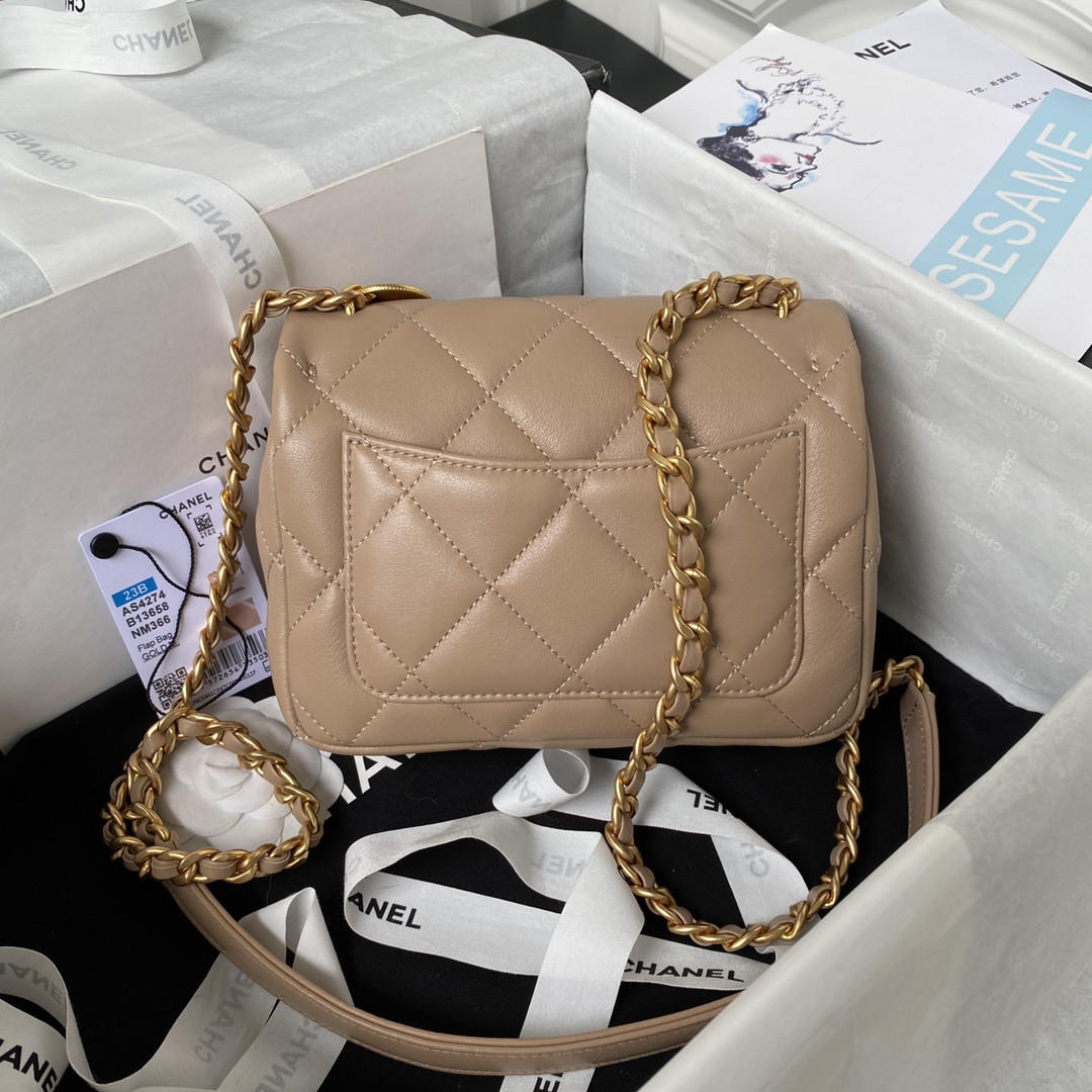 CHANEL MINI FLAP BAG Khaki 5.3 × 6.6 × 3.1 in - Image 3