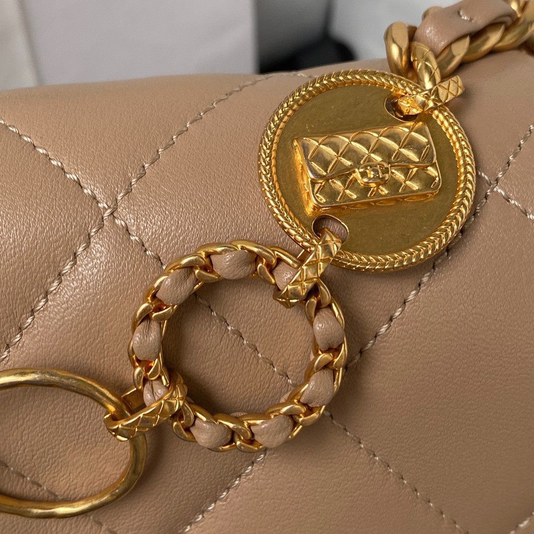 CHANEL MINI FLAP BAG Khaki 5.3 × 6.6 × 3.1 in - Image 5