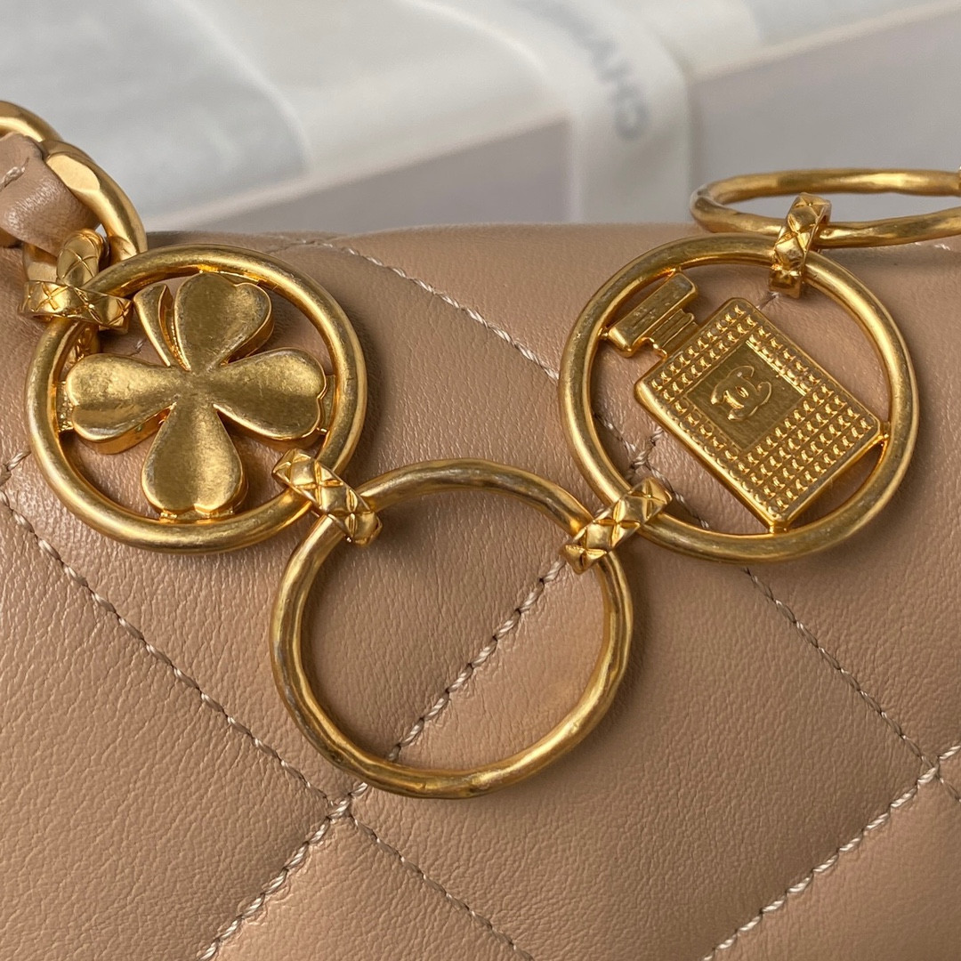 CHANEL MINI FLAP BAG Khaki 5.3 × 6.6 × 3.1 in - Image 6