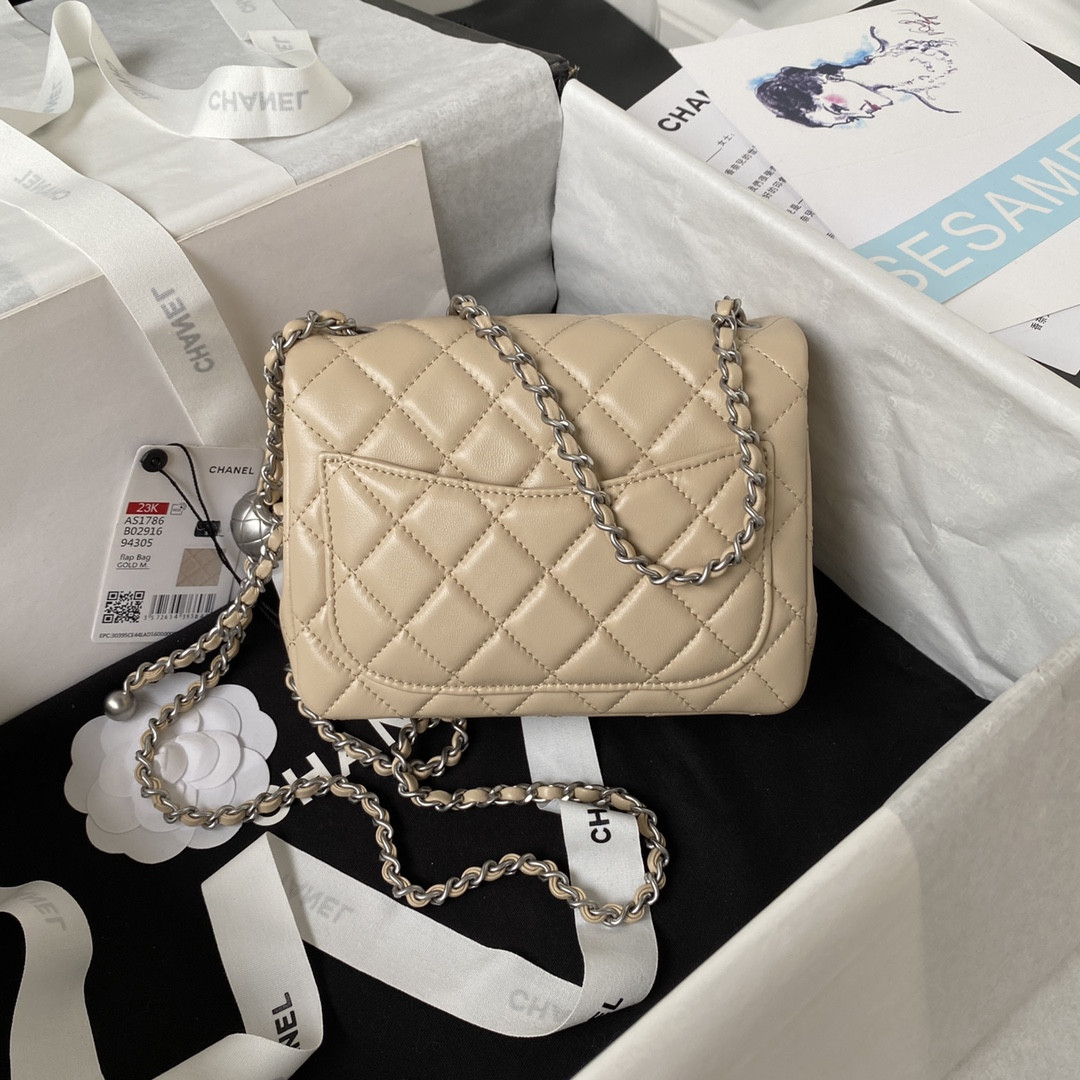 CHANEL MINI FLAP BAG SHINY CALFSKIN SILVER-Tone METAL COFFEE 5.3 × 6.6 × 3.1 in - Image 3