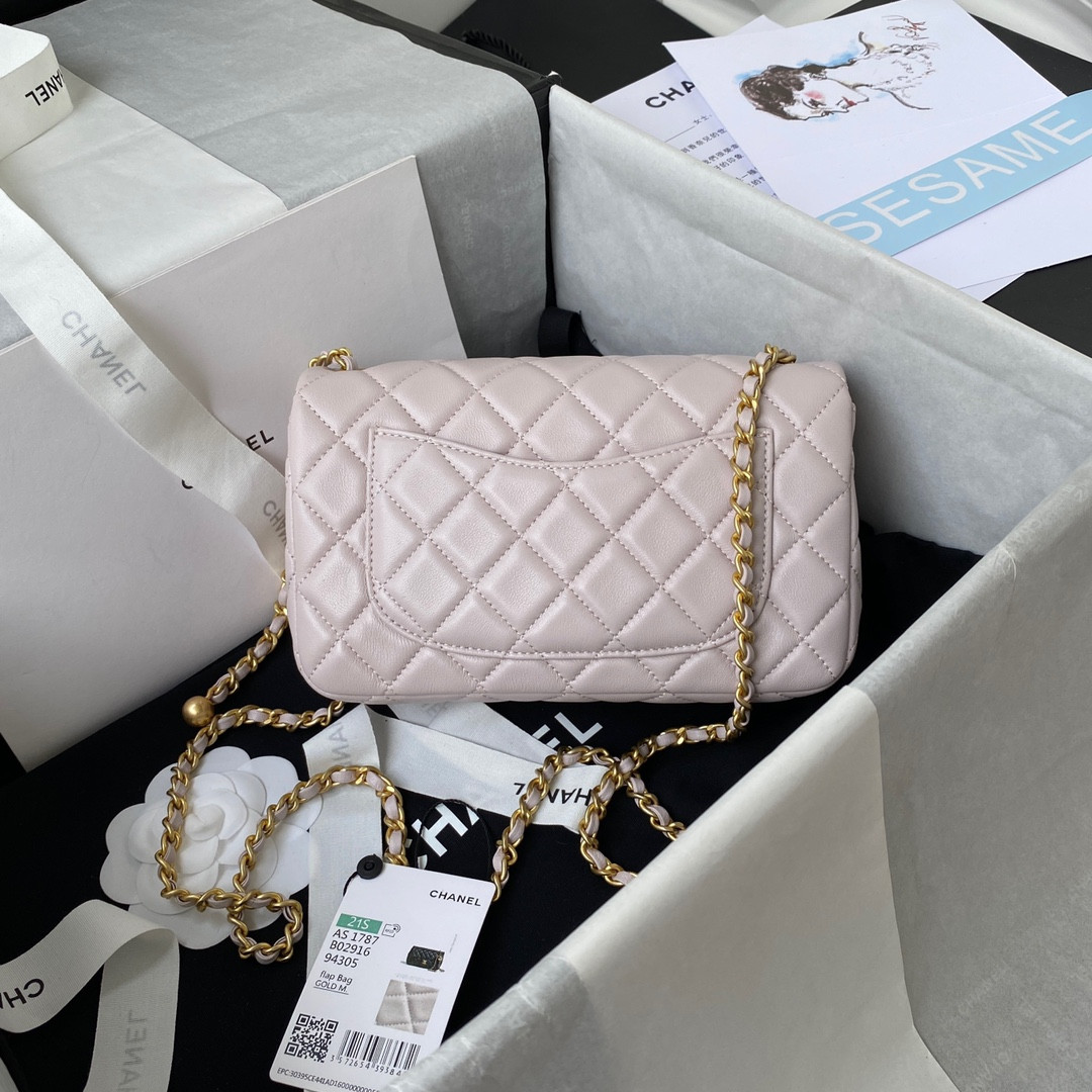 CHANEL MINI FLAP BAG SHINY CALFSKIN gold-TONE METAL LIGHT 4.7 × 7.8 × 2.3 in - Image 3