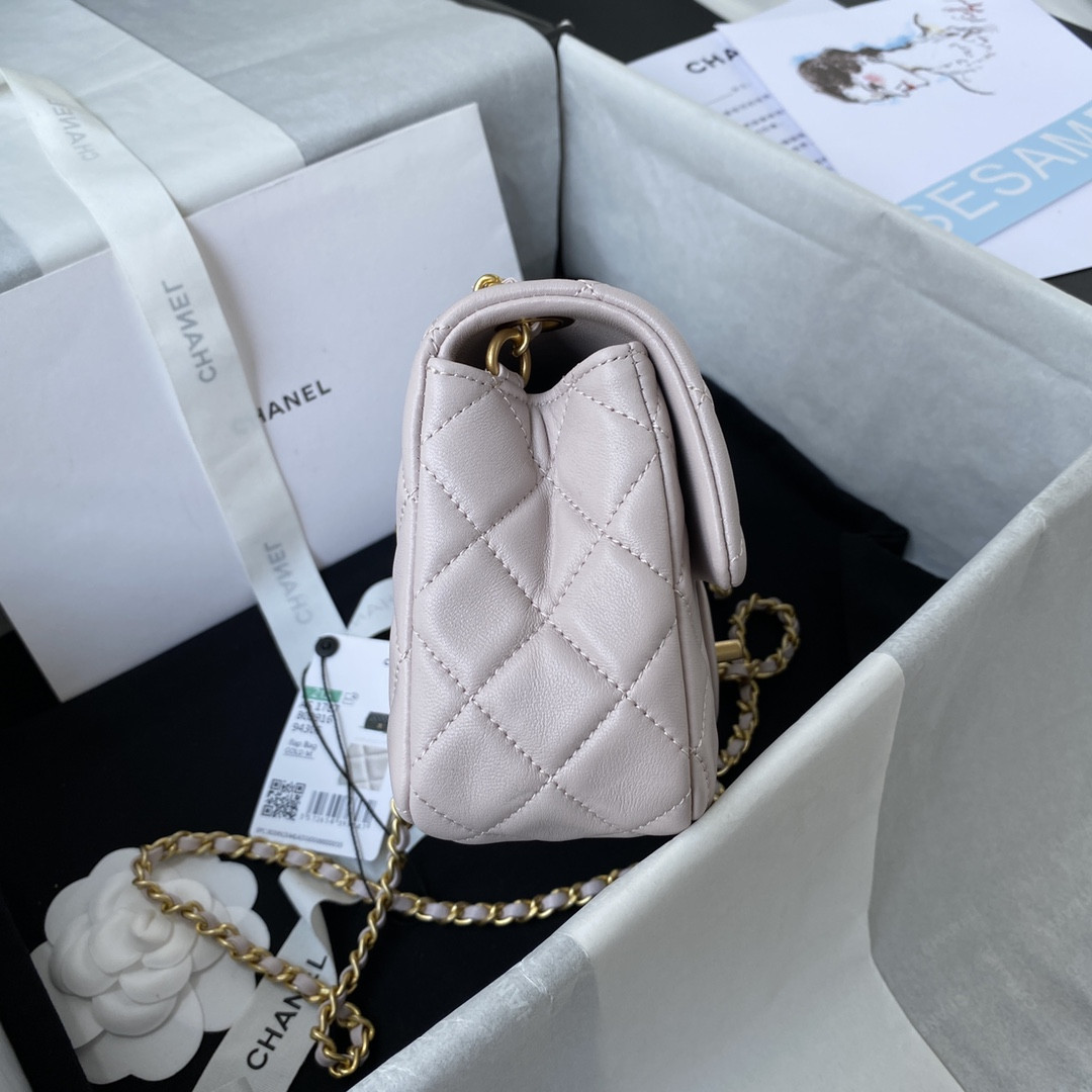 CHANEL MINI FLAP BAG SHINY CALFSKIN gold-TONE METAL LIGHT 4.7 × 7.8 × 2.3 in - Image 6