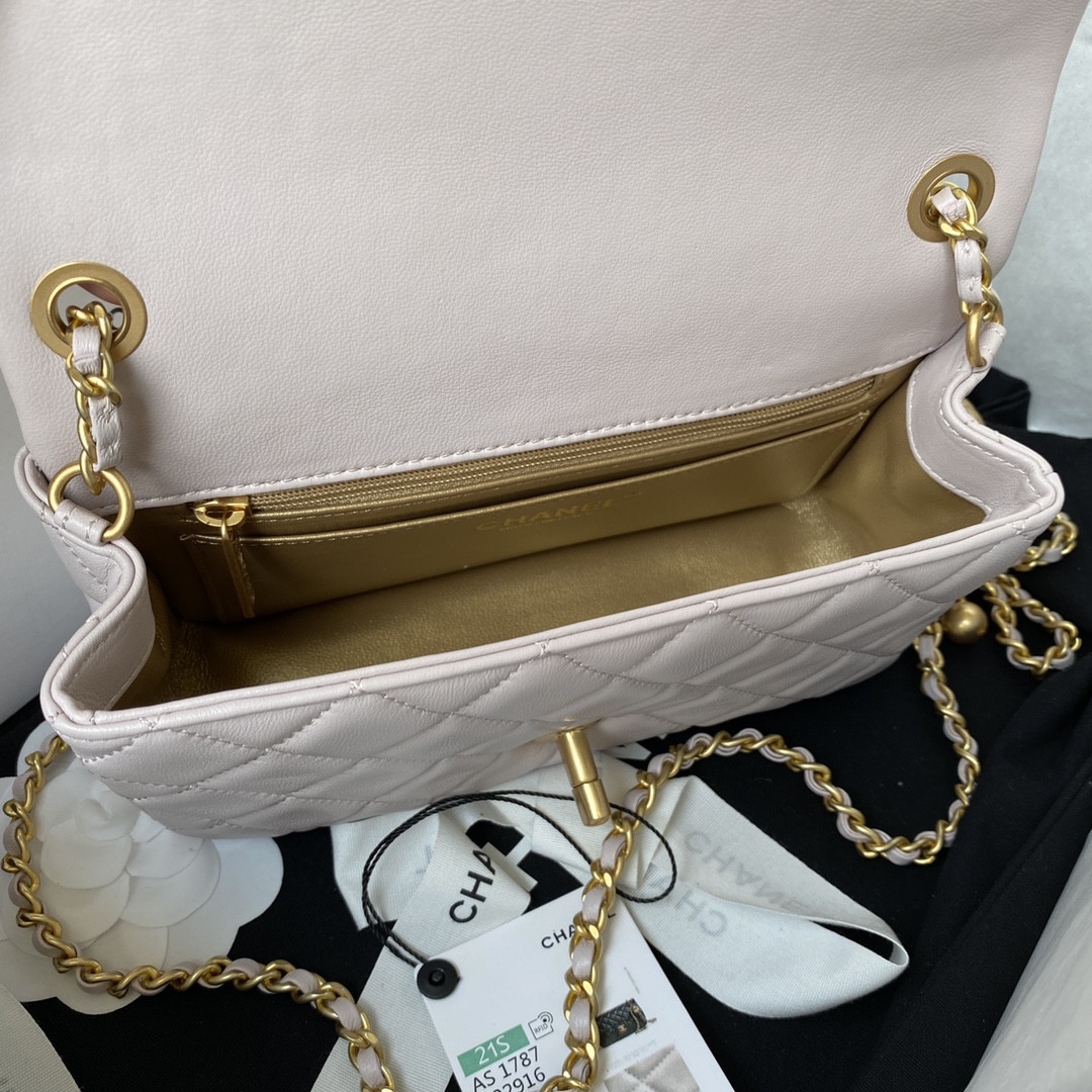 CHANEL MINI FLAP BAG SHINY CALFSKIN gold-TONE METAL LIGHT 4.7 × 7.8 × 2.3 in - Image 8