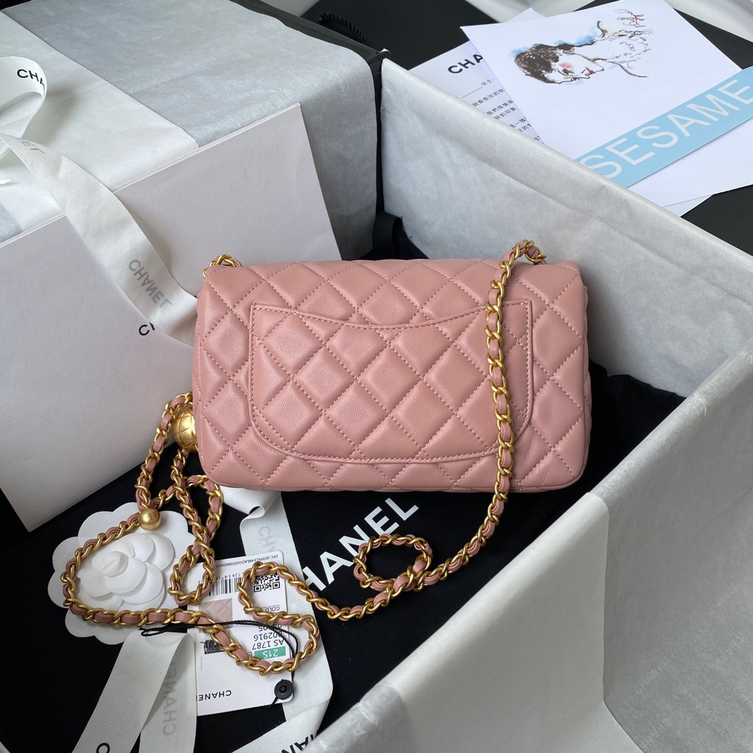 CHANEL MINI FLAP BAG SHINY CALFSKIN gold-TONE METAL PINK 4.7 × 7.8 × 2.3 in - Image 3