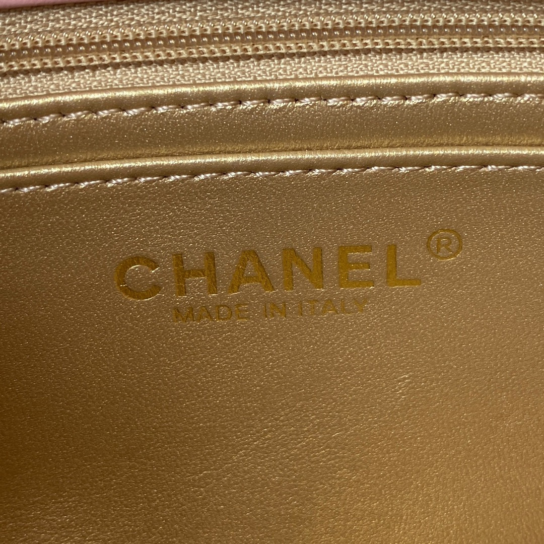 CHANEL MINI FLAP BAG SHINY CALFSKIN gold-TONE METAL PINK 4.7 × 7.8 × 2.3 in - Image 9
