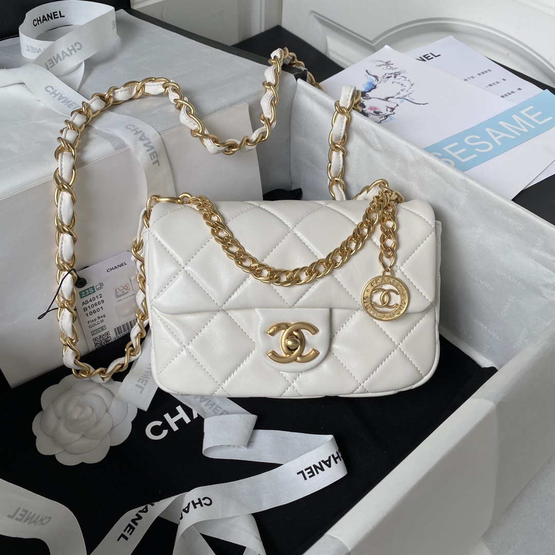 CHANEL MINI FLAP BAG WHITE 4.7 × 7.8 × 2.3 in - Image 2