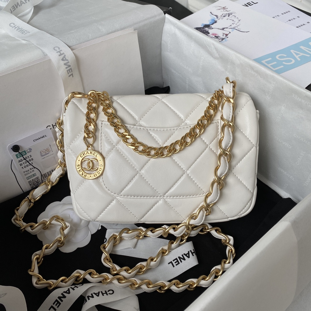 CHANEL MINI FLAP BAG WHITE 4.7 × 7.8 × 2.3 in - Image 3