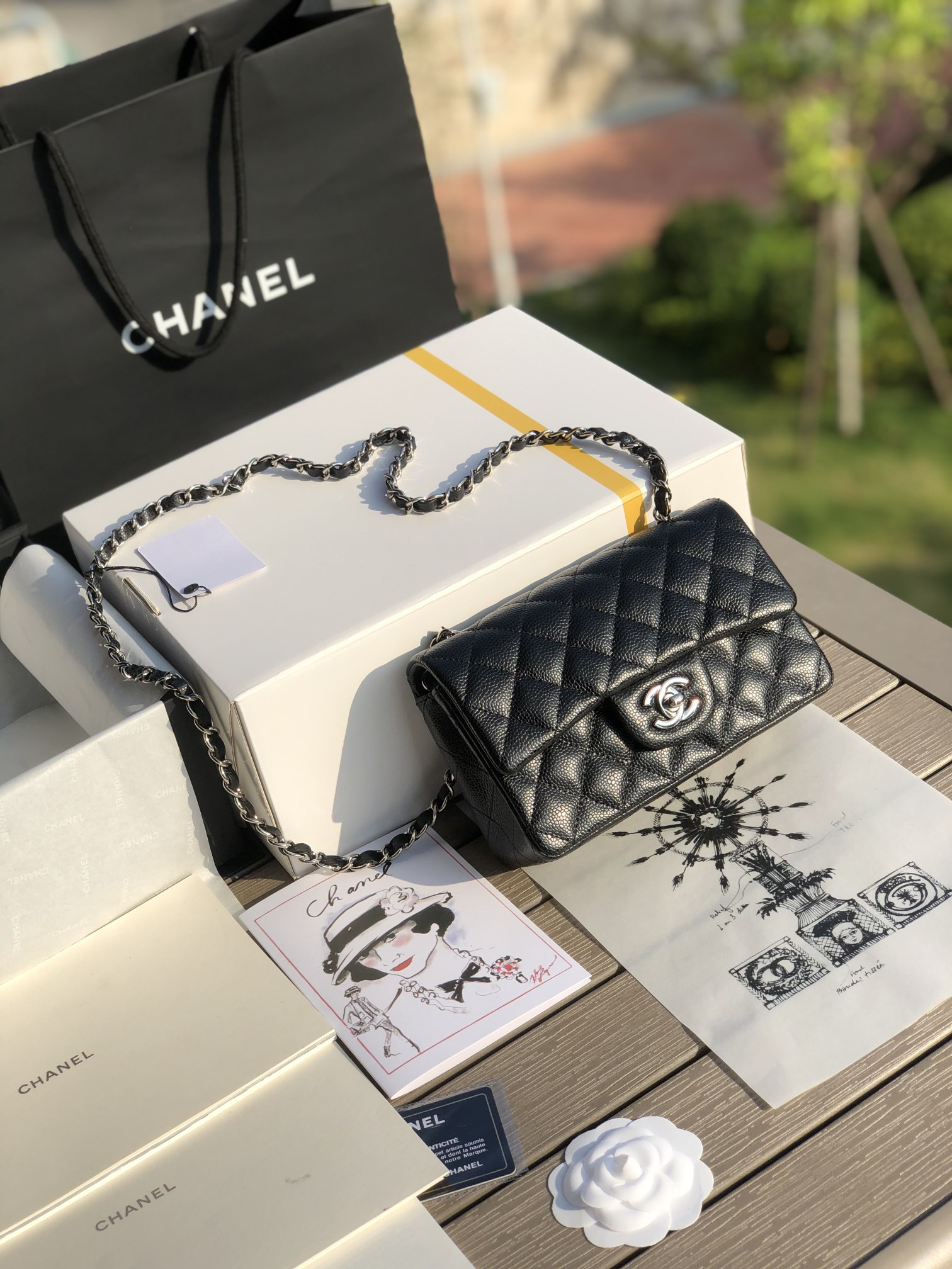 CHANEL MINI FLAP BAG BLACK 4.7 × 7.8 × 2.3 in - Image 2
