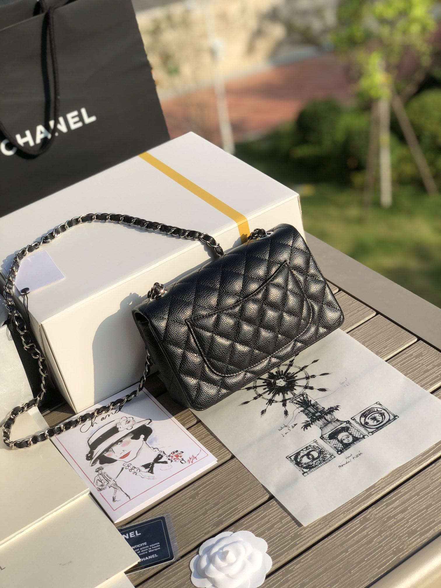 CHANEL MINI FLAP BAG BLACK 4.7 × 7.8 × 2.3 in - Image 3