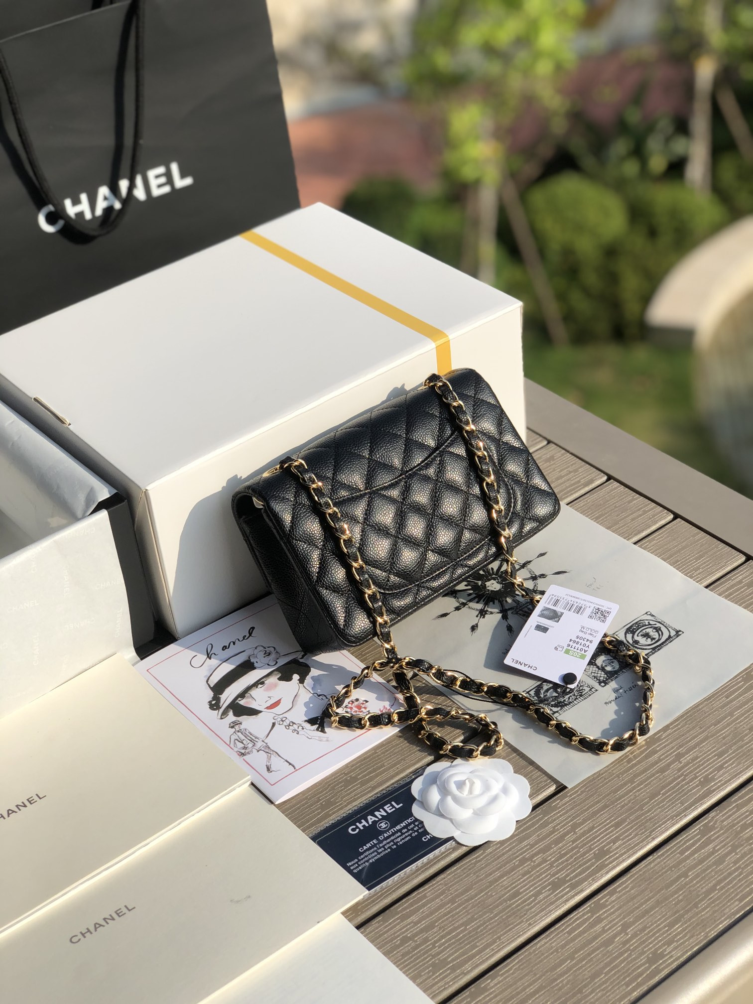 CHANEL MINI FLAP BAG BLACK WITH GOLD-TONE MENTAL 4.7 × 7.8 × 2.3 in - Image 3