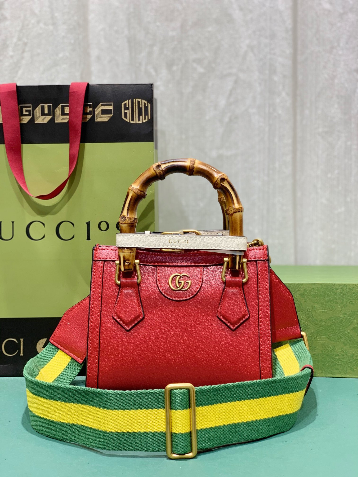 GUCCI DIANA MINI TOTE BAG Red 20W x 16H x 10D CM - Image 8