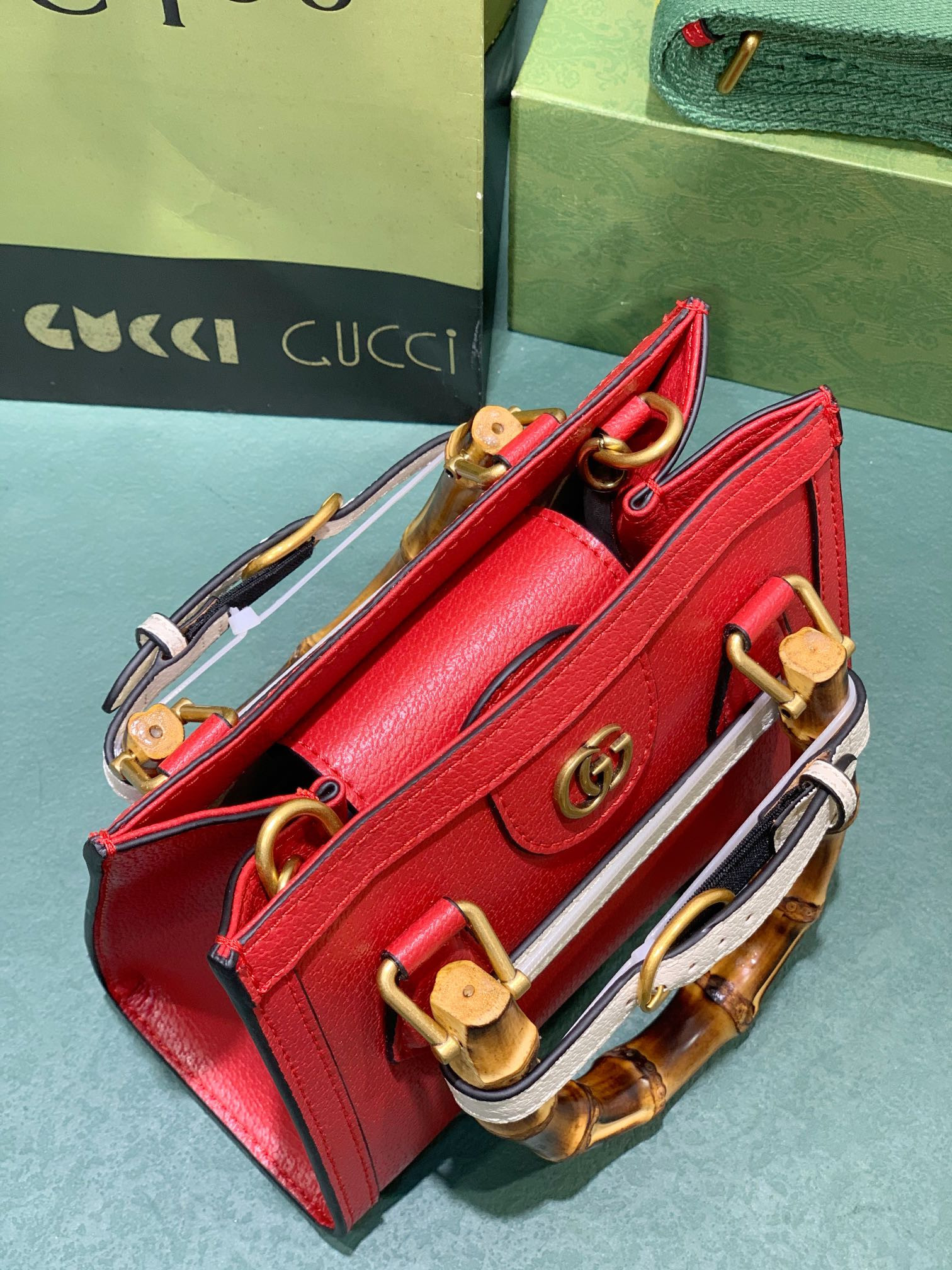 GUCCI DIANA MINI TOTE BAG Red 20W x 16H x 10D CM - Image 9