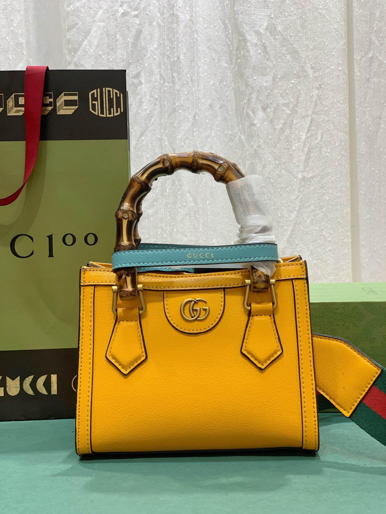 GUCCI DIANA MINI TOTE BAG Orange 20W x 16H x 10D CM - Image 2