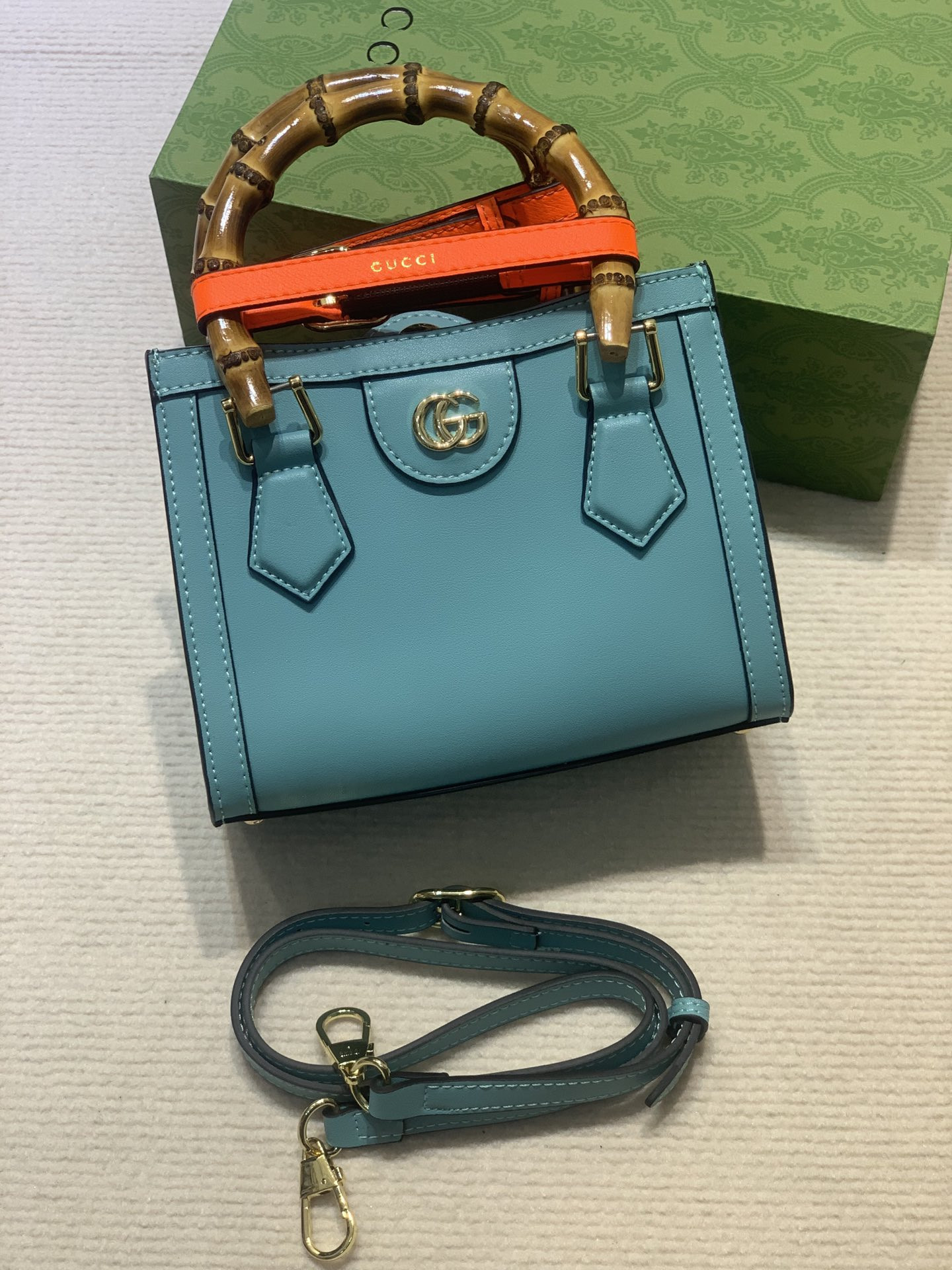 GUCCI DIANA MINI TOTE BAG Blue 20W x 16H x 10D CM - Image 2
