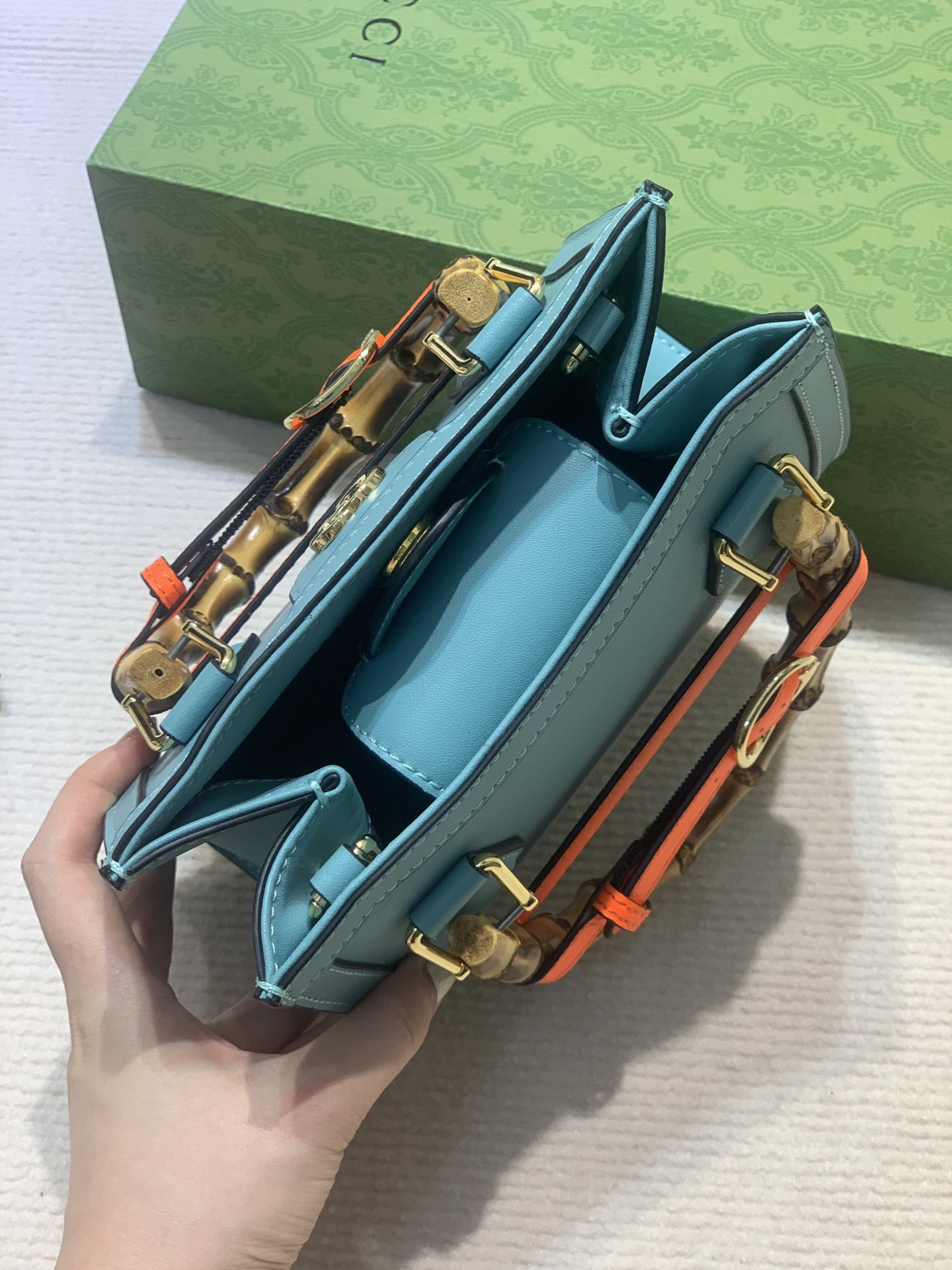 GUCCI DIANA MINI TOTE BAG Blue 20W x 16H x 10D CM - Image 5