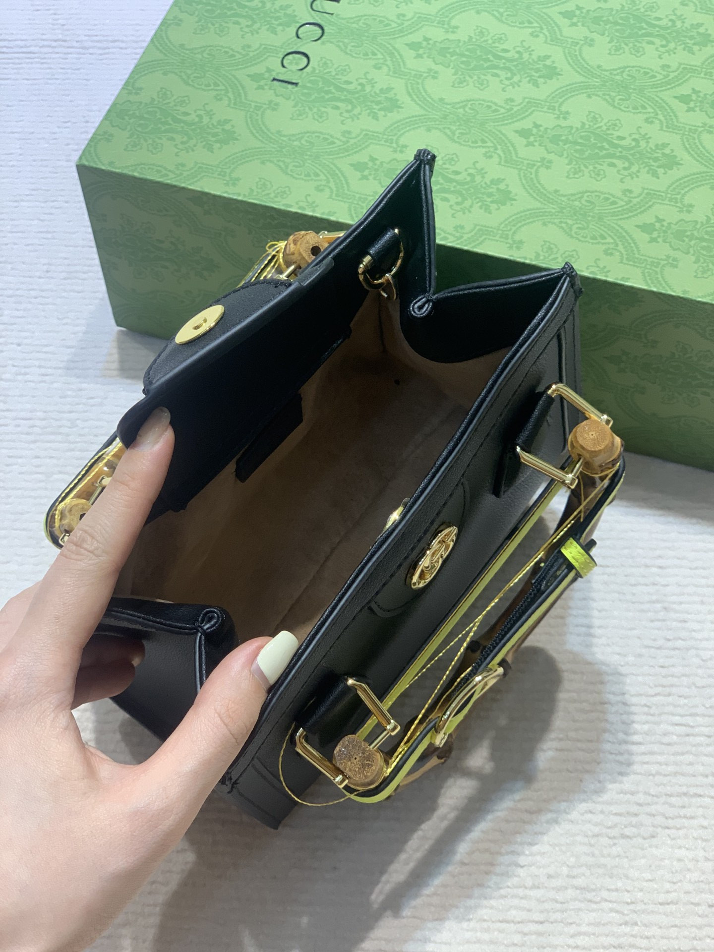 GUCCI DIANA MINI TOTE BAG Navy 20W x 16H x 10D CM - Image 9