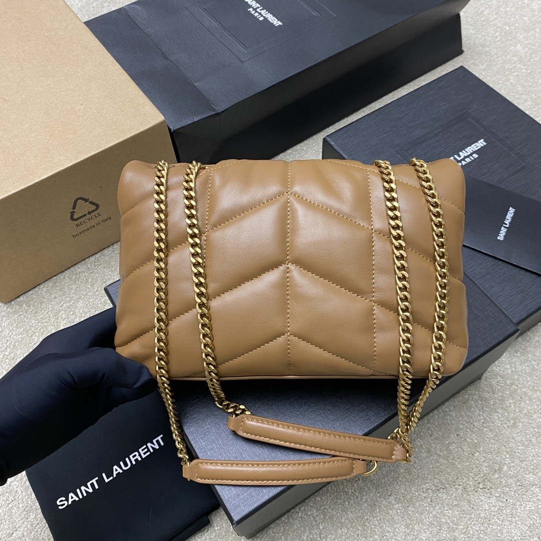 YSL PUFFER IN LEATHER BROWN 23 X 15.5 X 5.8 CM - Image 3