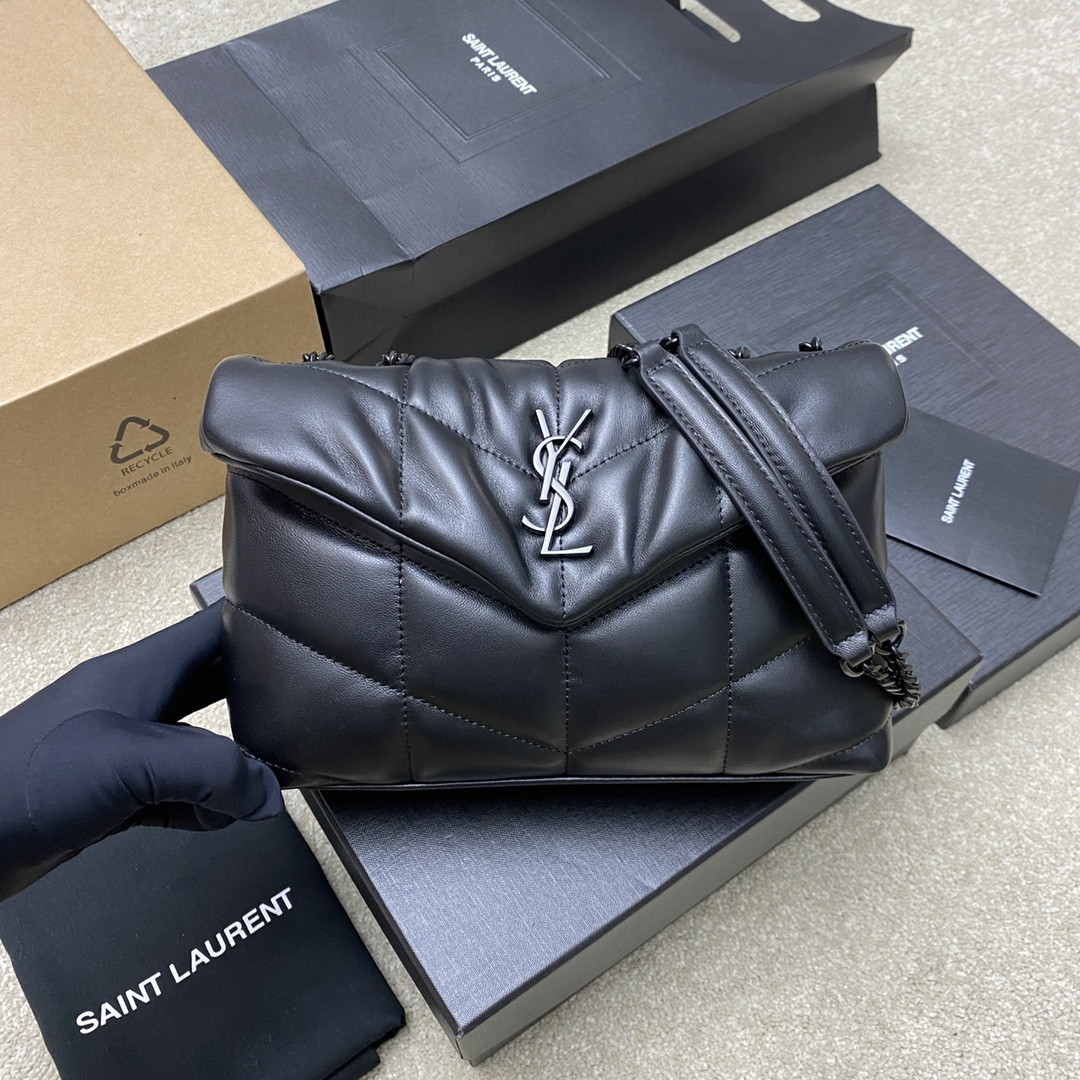 YSL PUFFER IN LEATHER BLACK SILVER 23 X 15.5 X 5.8 CM - Image 2