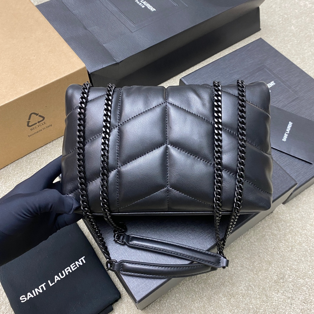 YSL PUFFER IN LEATHER BLACK SILVER 23 X 15.5 X 5.8 CM - Image 3