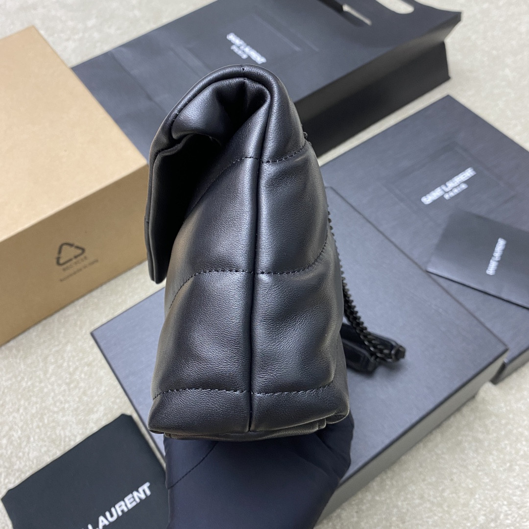 YSL PUFFER IN LEATHER BLACK SILVER 23 X 15.5 X 5.8 CM - Image 4