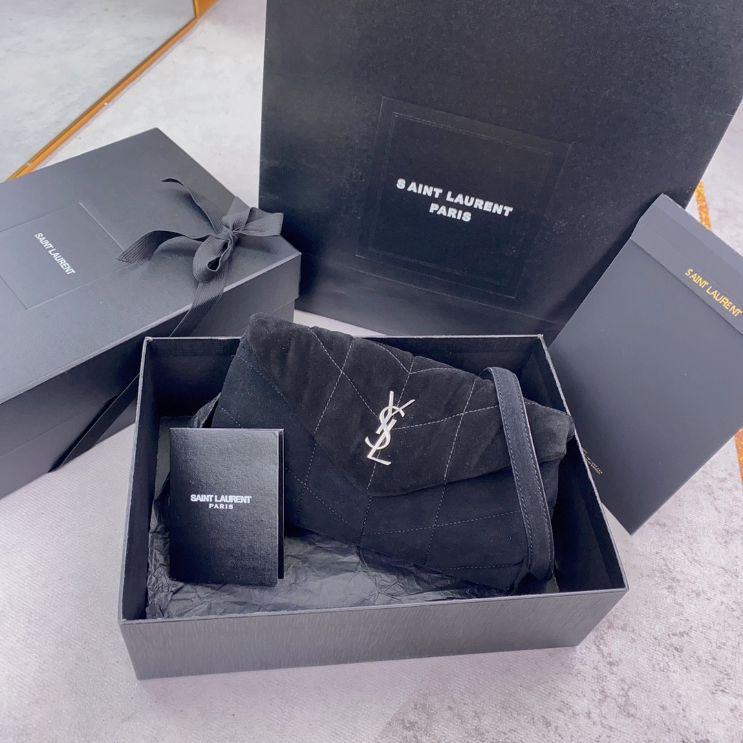 YSL PUFFER IN SUEDE BLACK 23 X 15.5 X 5.8 CM - Image 2