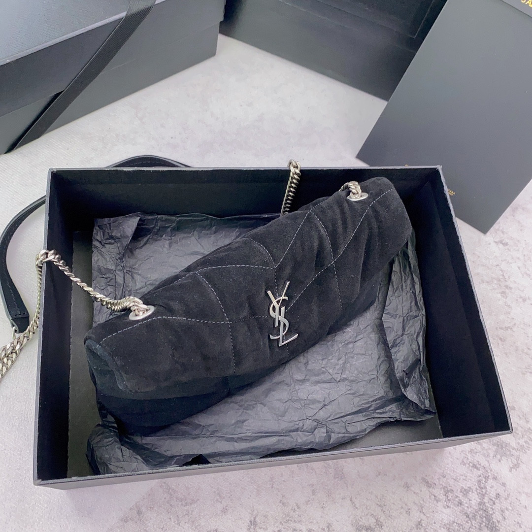 YSL PUFFER IN SUEDE BLACK 23 X 15.5 X 5.8 CM - Image 4