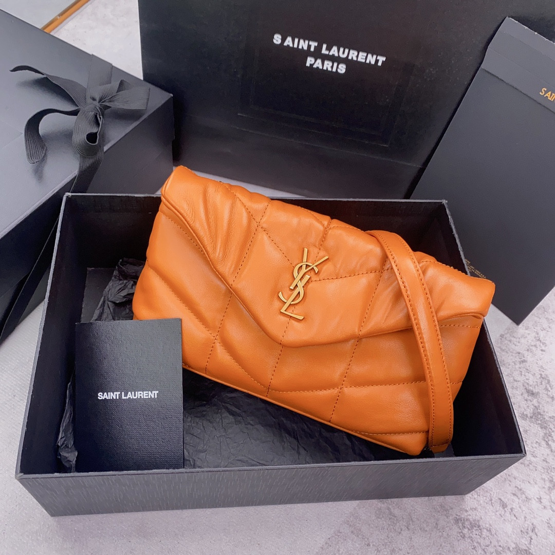 YSL PUFFER IN LEATHER ORANGE 23 X 15.5 X 5.8 CM - Image 2