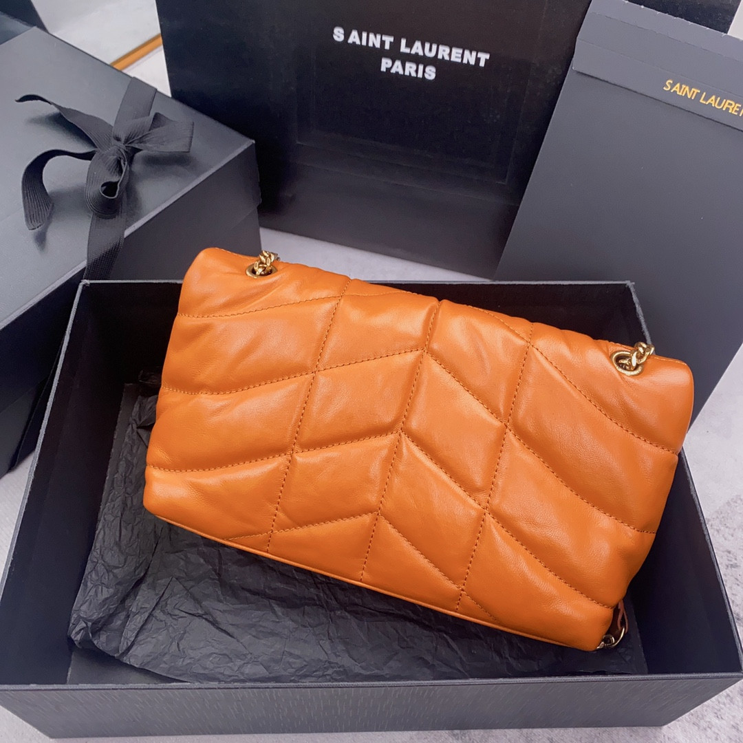 YSL PUFFER IN LEATHER ORANGE 23 X 15.5 X 5.8 CM - Image 3
