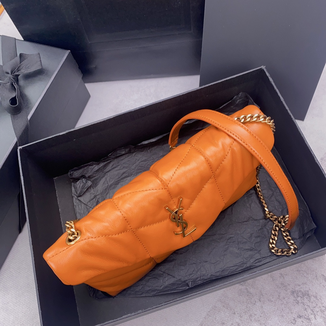 YSL PUFFER IN LEATHER ORANGE 23 X 15.5 X 5.8 CM - Image 4
