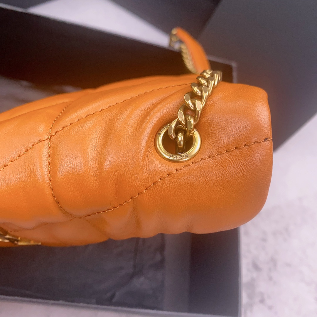 YSL PUFFER IN LEATHER ORANGE 23 X 15.5 X 5.8 CM - Image 8