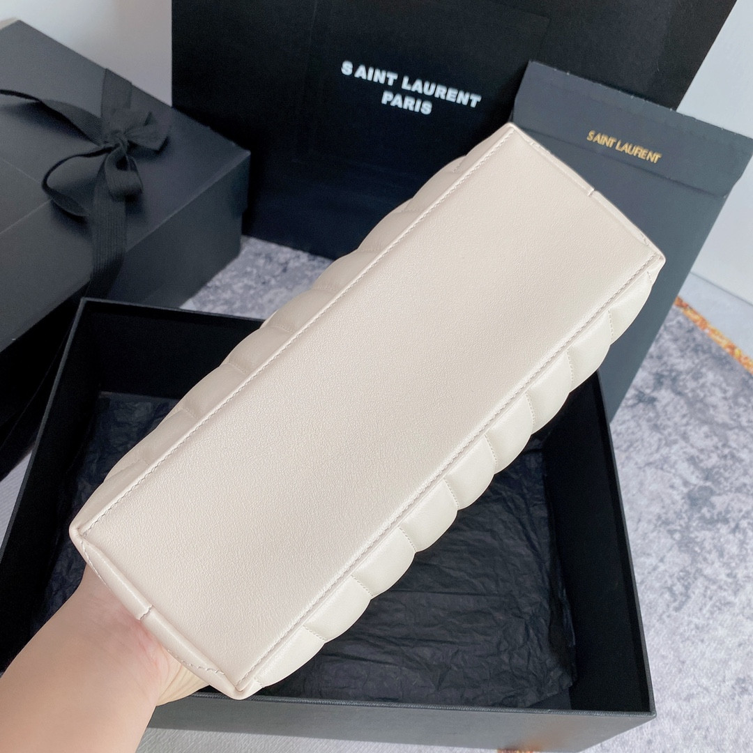 YSL LOULOU SMALL IN QUILTED LEATHER WHITE GOLD 9 X 6.1 X 3.3 INCHES - Image 6