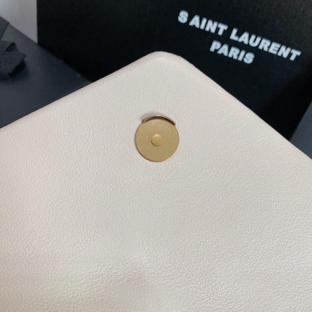 YSL LOULOU SMALL IN QUILTED LEATHER WHITE GOLD 9 X 6.1 X 3.3 INCHES - Image 12