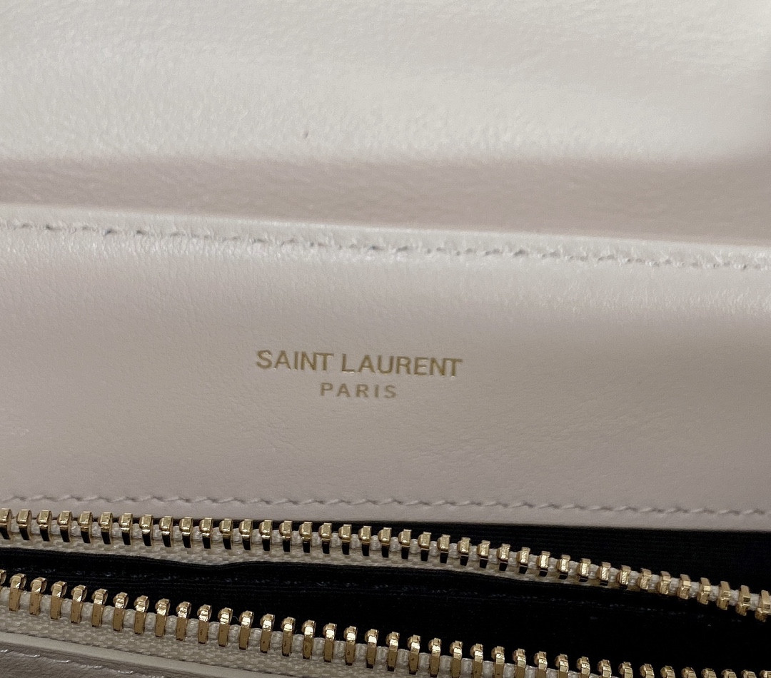YSL LOULOU SMALL IN QUILTED LEATHER WHITE GOLD 9 X 6.1 X 3.3 INCHES - Image 14