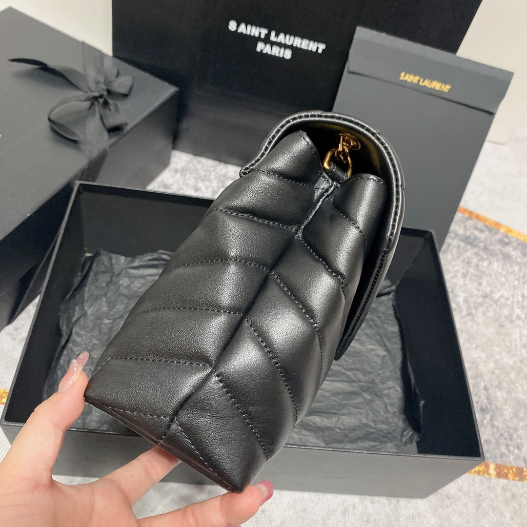 YSL LOULOU SMALL IN QUILTED LEATHER BLACK GOLD 9 X 6.1 X 3.3 INCHES - Image 5