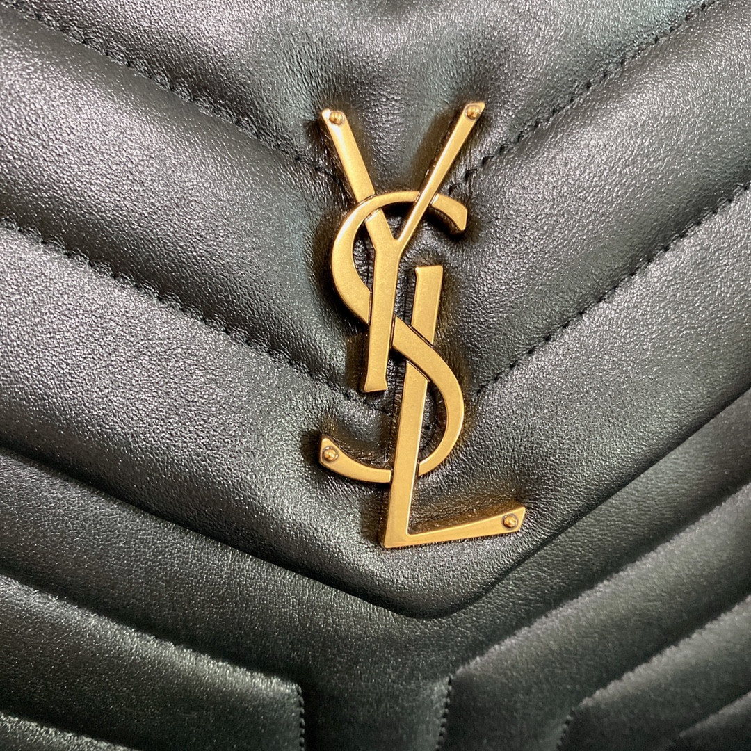 YSL LOULOU SMALL IN QUILTED LEATHER BLACK GOLD 9 X 6.1 X 3.3 INCHES - Image 7