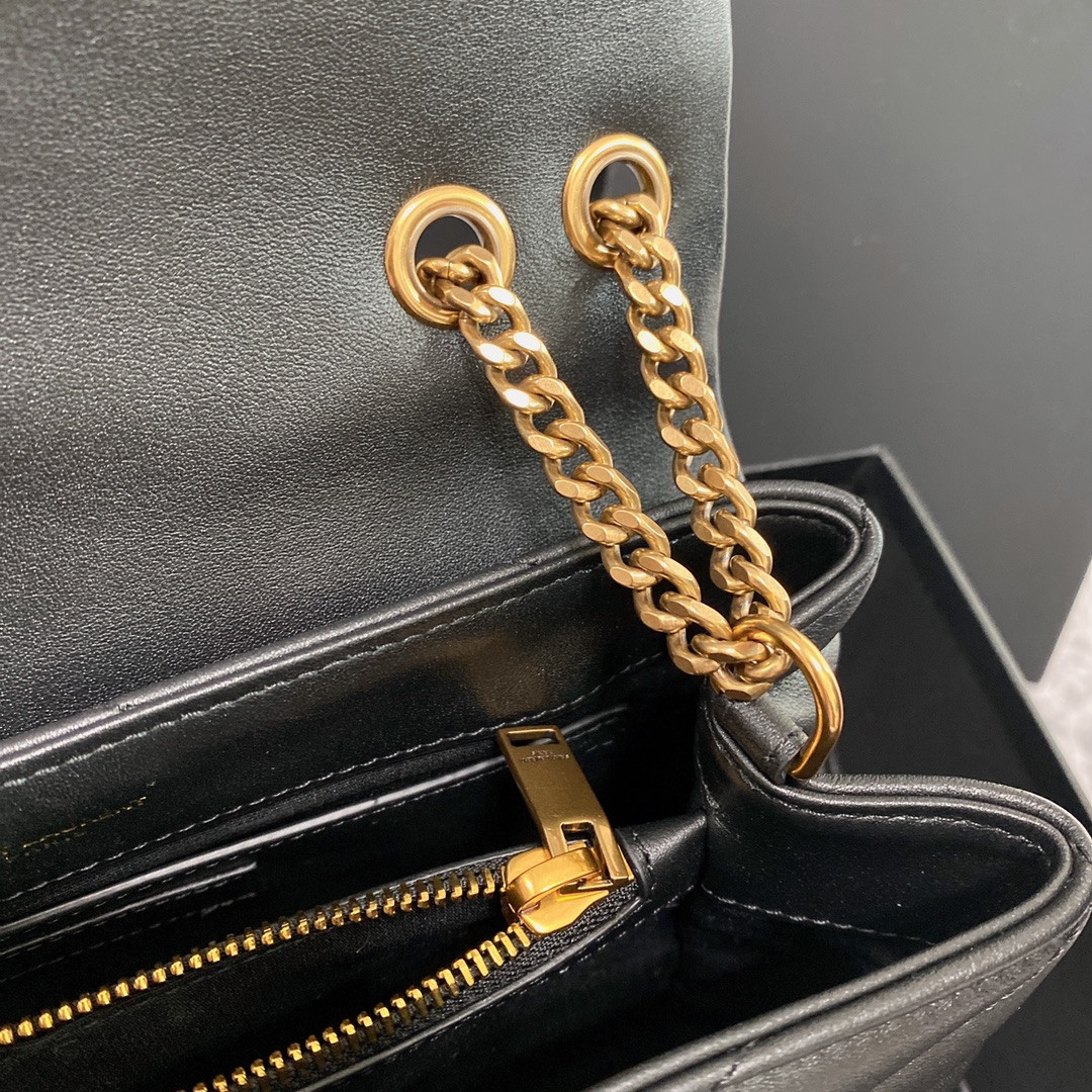 YSL LOULOU SMALL IN QUILTED LEATHER BLACK GOLD 9 X 6.1 X 3.3 INCHES - Image 9