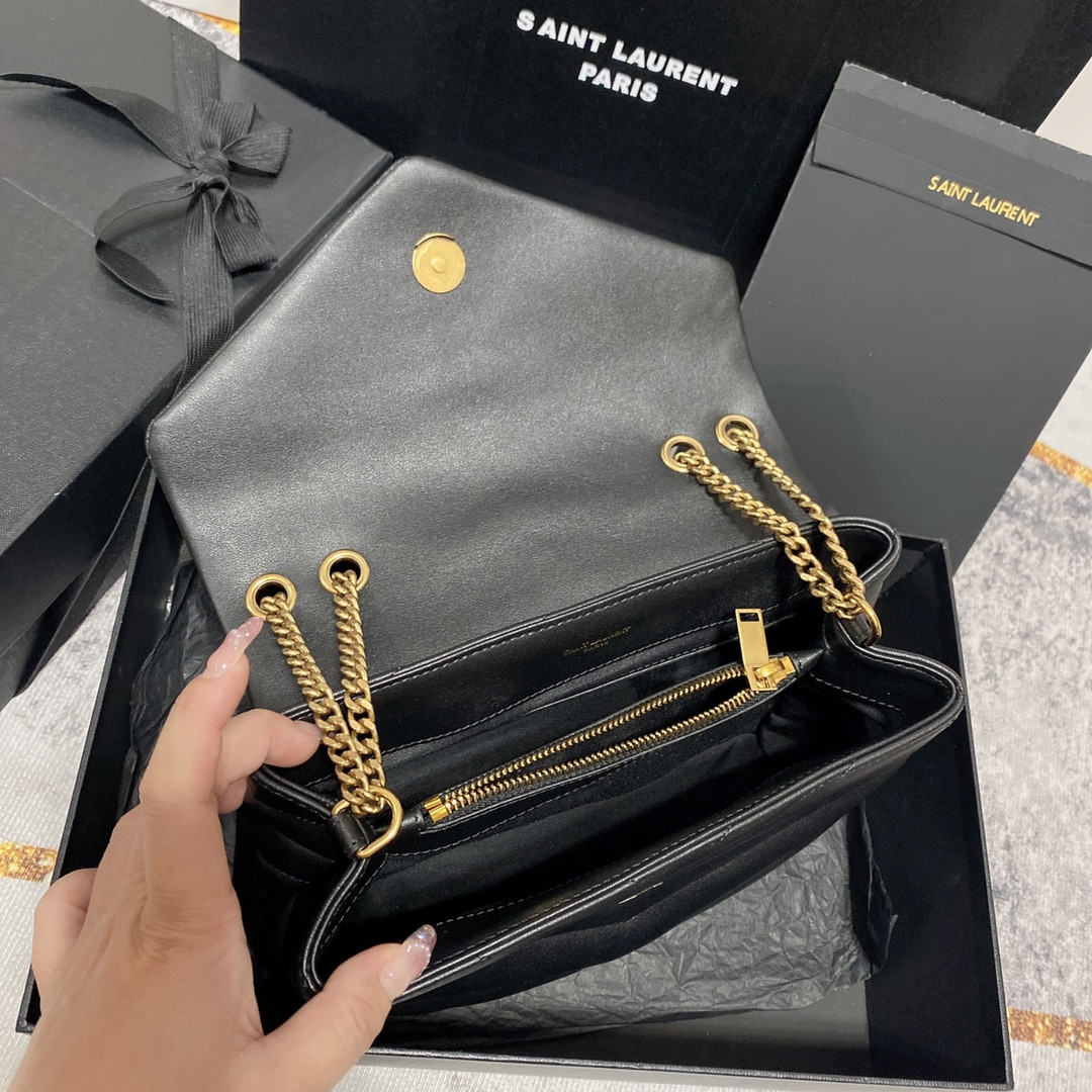 YSL LOULOU SMALL IN QUILTED LEATHER BLACK GOLD 9 X 6.1 X 3.3 INCHES - Image 10
