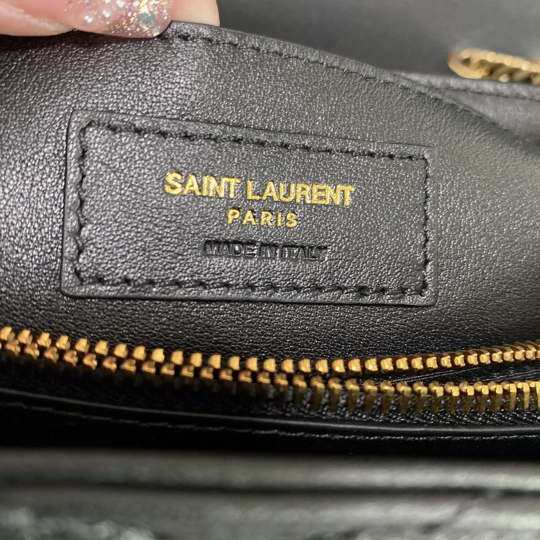 YSL LOULOU SMALL IN QUILTED LEATHER BLACK GOLD 9 X 6.1 X 3.3 INCHES - Image 12