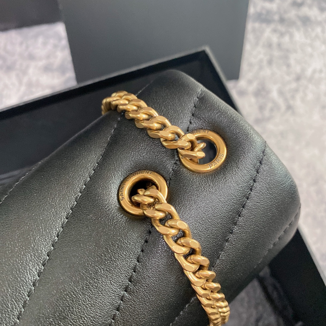 YSL LOULOU SMALL IN QUILTED LEATHER BLACK GOLD 9 X 6.1 X 3.3 INCHES - Image 13
