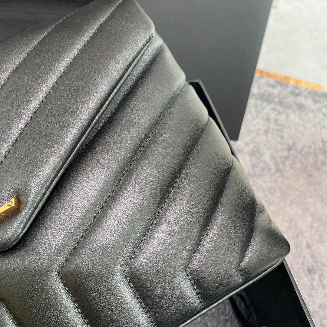 YSL LOULOU SMALL IN QUILTED LEATHER BLACK GOLD 9 X 6.1 X 3.3 INCHES - Image 14