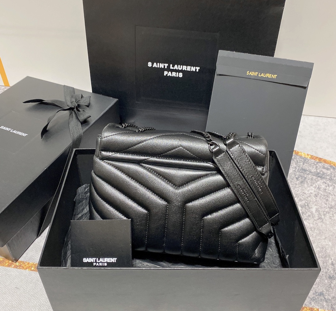 YSL LOULOU SMALL IN QUILTED LEATHER BLACK 9 X 6.1 X 3.3 INCHES - Image 3