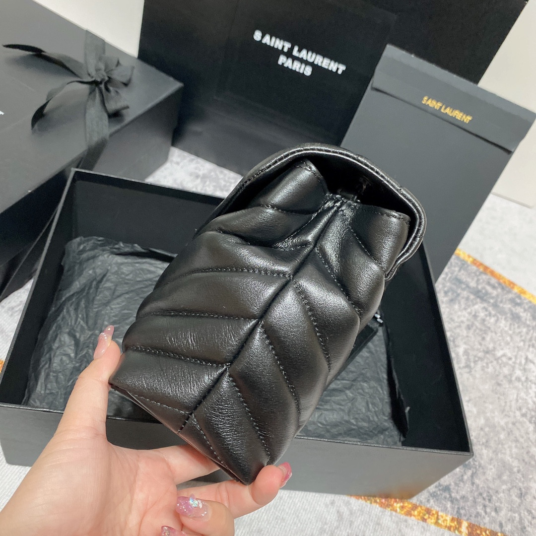 YSL LOULOU SMALL IN QUILTED LEATHER BLACK 9 X 6.1 X 3.3 INCHES - Image 5