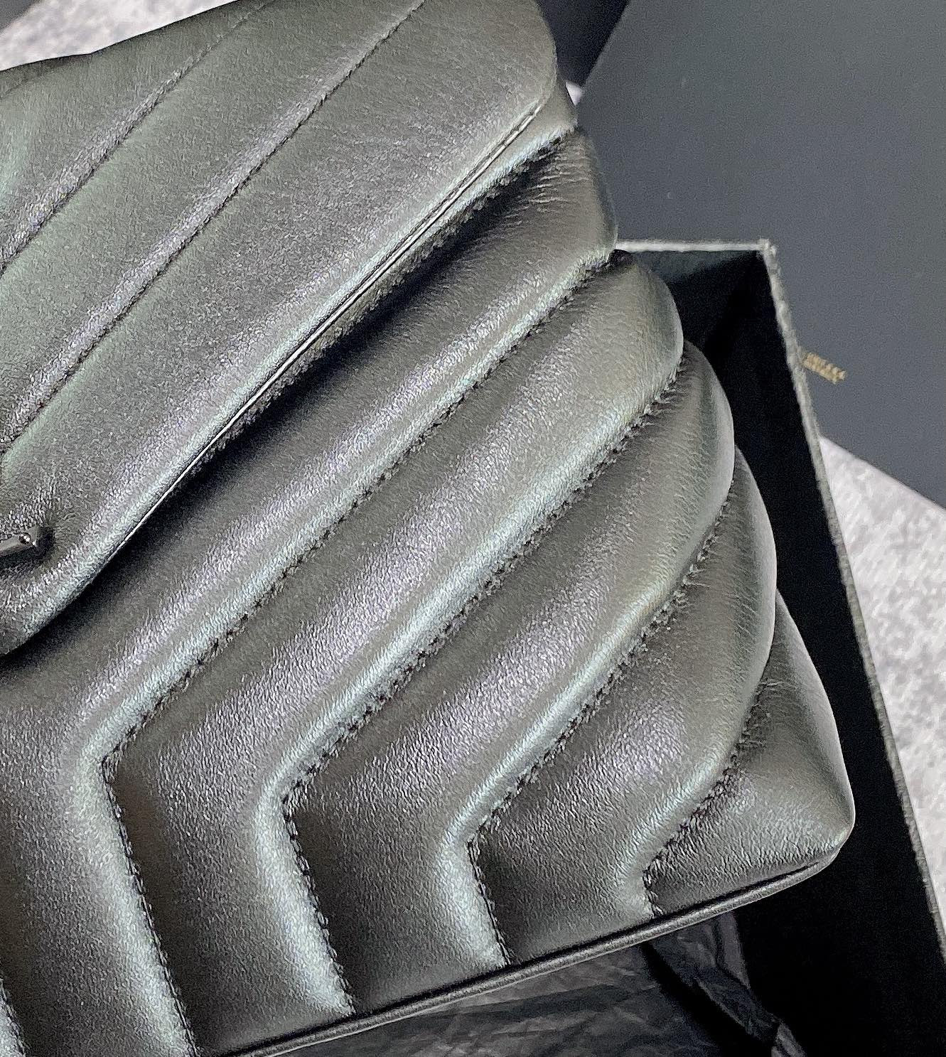 YSL LOULOU SMALL IN QUILTED LEATHER BLACK 9 X 6.1 X 3.3 INCHES - Image 8
