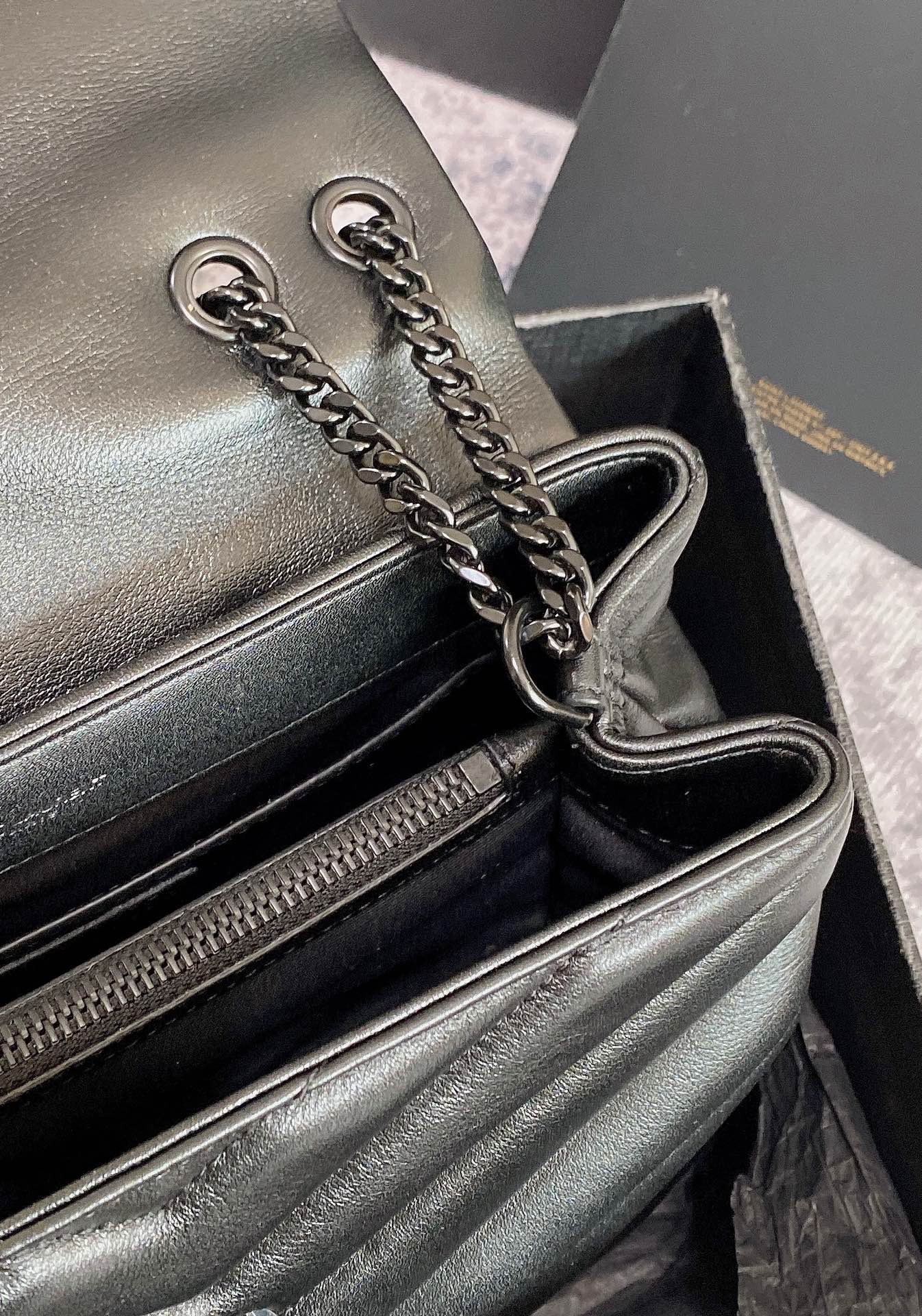 YSL LOULOU SMALL IN QUILTED LEATHER BLACK 9 X 6.1 X 3.3 INCHES - Image 9
