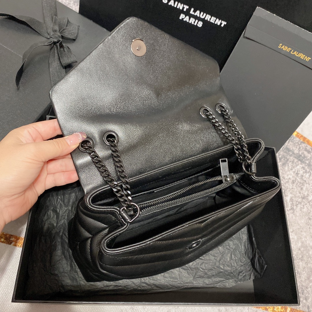 YSL LOULOU SMALL IN QUILTED LEATHER BLACK 9 X 6.1 X 3.3 INCHES - Image 10